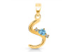 Blue Topaz & White Topaz Alphabet S Pendant BTZ-RDA-19.