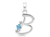 Blue Topaz & White Topaz Alphabet B Pendant BTZ-RDA-2.