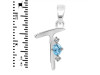 Blue Topaz & White Topaz Alphabet T Pendant BTZ-RDA-20.