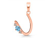 Blue Topaz & White Topaz Alphabet U Pendant BTZ-RDA-21.