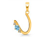 Blue Topaz & White Topaz Alphabet U Pendant BTZ-RDA-21.