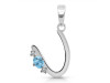 Blue Topaz & White Topaz Alphabet U Pendant BTZ-RDA-21.