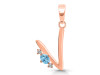 Blue Topaz & White Topaz Alphabet V Pendant BTZ-RDA-22.