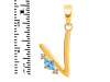 Blue Topaz & White Topaz Alphabet V Pendant BTZ-RDA-22.