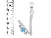 Blue Topaz & White Topaz Alphabet V Pendant BTZ-RDA-22.