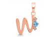Blue Topaz & White Topaz Alphabet W Pendant BTZ-RDA-23.