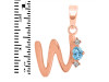 Blue Topaz & White Topaz Alphabet W Pendant BTZ-RDA-23.