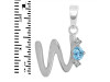 Blue Topaz & White Topaz Alphabet W Pendant BTZ-RDA-23.