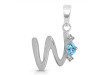 Blue Topaz & White Topaz Alphabet W Pendant BTZ-RDA-23.