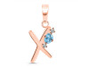 Blue Topaz & White Topaz Alphabet X Pendant BTZ-RDA-24.