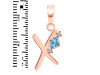 Blue Topaz & White Topaz Alphabet X Pendant BTZ-RDA-24.