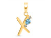 Blue Topaz & White Topaz Alphabet X Pendant BTZ-RDA-24.