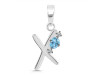 Blue Topaz & White Topaz Alphabet X Pendant BTZ-RDA-24.
