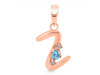 Blue Topaz & White Topaz Alphabet Z Pendant BTZ-RDA-26.