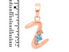 Blue Topaz & White Topaz Alphabet Z Pendant BTZ-RDA-26.
