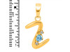 Blue Topaz & White Topaz Alphabet Z Pendant BTZ-RDA-26.