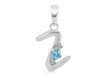 Blue Topaz & White Topaz Alphabet Z Pendant BTZ-RDA-26.