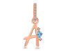 Blue Topaz & White Topaz Alphabet A Pendant BTZ-RDA-27.