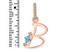 Blue Topaz & White Topaz Alphabet B Pendant BTZ-RDA-28.