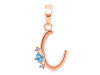 Blue Topaz & White Topaz Alphabet C Pendant BTZ-RDA-3.