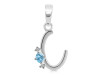 Blue Topaz & White Topaz Alphabet C Pendant BTZ-RDA-3.