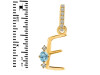 Blue Topaz & White Topaz Alphabet E Pendant BTZ-RDA-31.