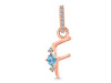 Blue Topaz & White Topaz Alphabet F Pendant BTZ-RDA-32.