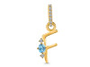 Blue Topaz & White Topaz Alphabet F Pendant BTZ-RDA-32.
