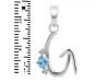 Blue Topaz & White Topaz Alphabet G Pendant BTZ-RDA-7.