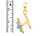 Blue Topaz & White Topaz Alphabet H Pendant BTZ-RDA-8.