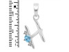 Blue Topaz & White Topaz Alphabet H Pendant BTZ-RDA-8.