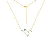 Leo Zodiac Star Constellation Blue Topaz & White Topaz Necklace BTZ-RDN-493.
