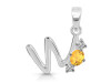 Citrine & White Topaz Alphabet W Pendant CIT-RDA-75.