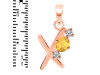 Citrine & White Topaz Alphabet X Pendant CIT-RDA-76.
