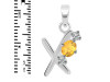 Citrine & White Topaz Alphabet X Pendant CIT-RDA-76.