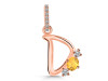 Citrine & White Topaz Alphabet D Pendant CIT-RDA-82.
