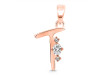 Cubic Zirconia Alphabet T Pendant CUZ-RDA-20.