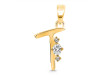 Cubic Zirconia Alphabet T Pendant CUZ-RDA-20.