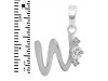 Cubic Zirconia Alphabet W Pendant CUZ-RDA-23.