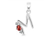 Garnet & White Topaz Alphabet M Pendant GAR-RDA-13.