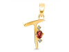 Garnet & White Topaz Alphabet T Pendant GAR-RDA-20.