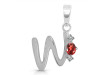 Garnet & White Topaz Alphabet W Pendant GAR-RDA-23.