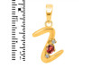 Garnet & White Topaz Alphabet Z Pendant GAR-RDA-26.