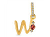 Garnet & White Topaz Alphabet W Pendant GAR-RDA-49.