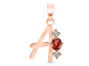 Garnet & White Topaz Alphabet A Pendant GAR-RDA-53.