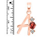 Garnet & White Topaz Alphabet A Pendant GAR-RDA-53.