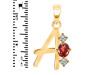 Garnet & White Topaz Alphabet A Pendant GAR-RDA-53.