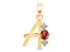 Garnet & White Topaz Alphabet A Pendant GAR-RDA-53.