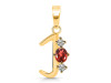 Garnet & White Topaz Alphabet J Pendant GAR-RDA-62.