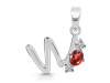 Garnet & White Topaz Alphabet W Pendant GAR-RDA-75.